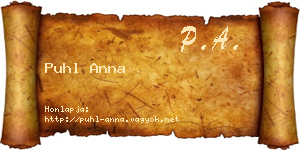 Puhl Anna névjegykártya
