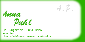 anna puhl business card